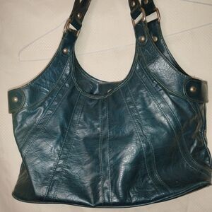 Chic Teal Leather Hobo Bag